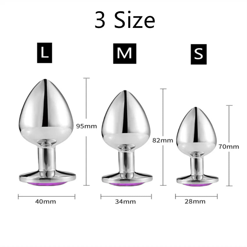 3Size Stainless Steel Crystal Anal Plug Stimulator Anal Sex Toy Anal Trainer Prostate Massager Dildo Flirt Toy for Women Man Gay