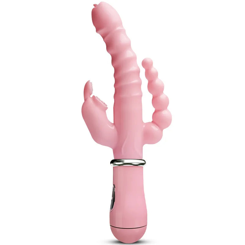 LicklIp 3 In 1 Dildo Rabbit Vibrator Tongue Licking Double Rod Masturbation Anal Clit Vibrator Sex Toys for Women