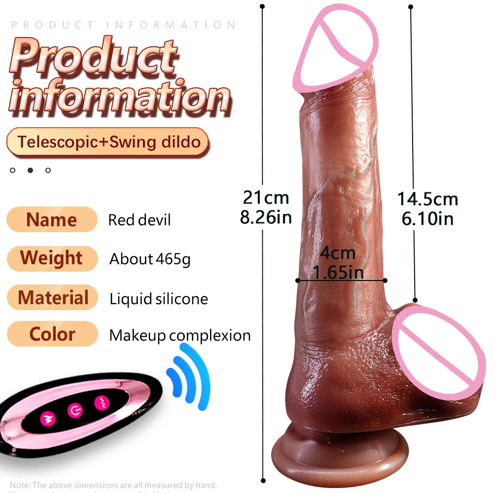 Huge Big Soft  Vibrator Heating Realistic Dildo for Woman Men Wireless Telescopic Dick Masturbator Penis G Spot Vagina Anal