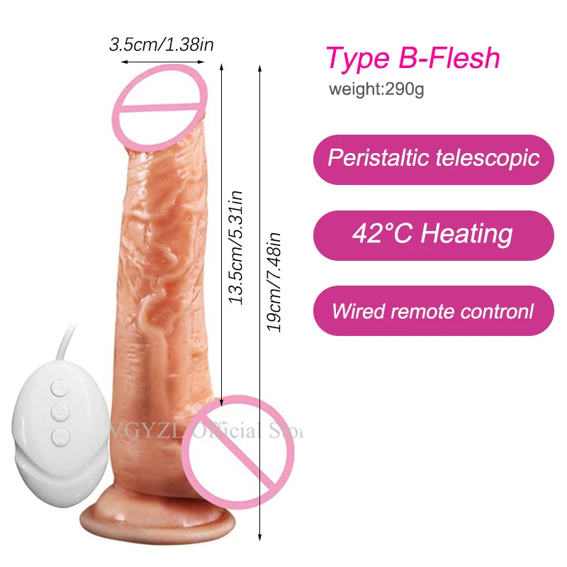 Huge Big Soft  Vibrator Heating Realistic Dildo for Woman Men Wireless Telescopic Dick Masturbator Penis G Spot Vagina Anal